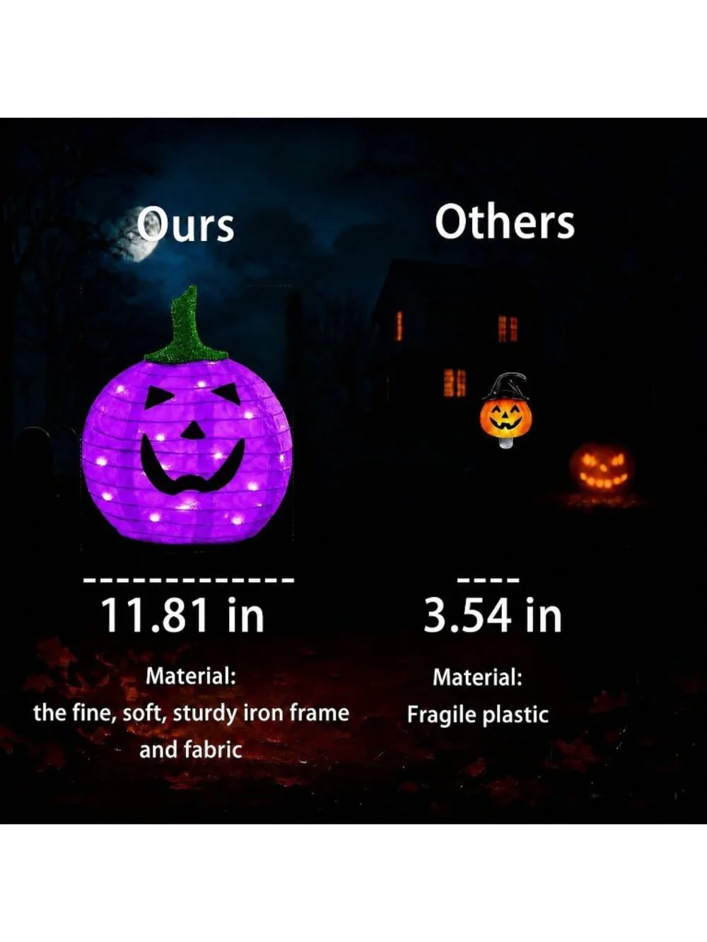 2 Pack Solar Halloween Purple Pumpkin Pathway Stake Lights Outdoor Weather